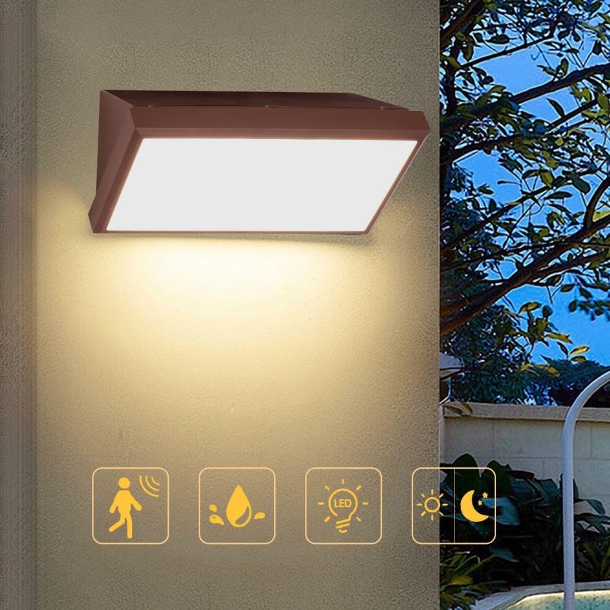 Brilagi - LED-ulkovalaisin seinälle liiketunnistimella TRIANGLE LED/20W/230V ruskea IP65