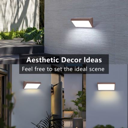 Brilagi - LED-ulkovalaisin seinälle liiketunnistimella TRIANGLE LED/20W/230V ruskea IP65