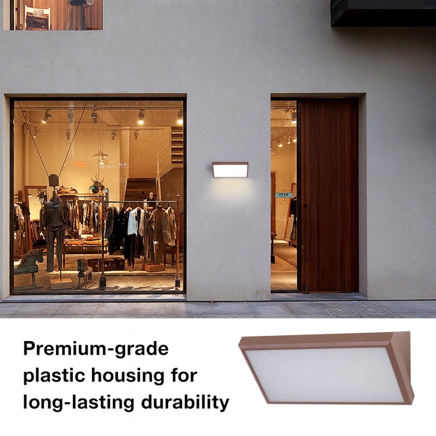 Brilagi - LED-ulkovalaisin seinälle liiketunnistimella TRIANGLE LED/20W/230V ruskea IP65