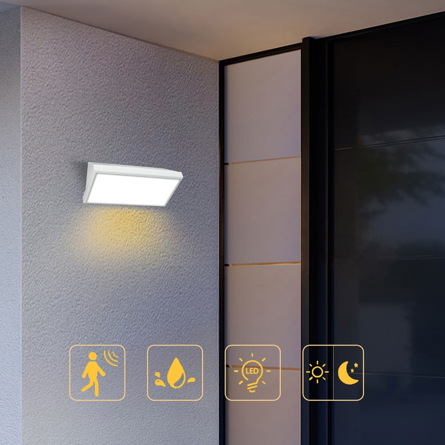 Brilagi - LED Ulkovalo anturilla TRIANGLE LED/20W/230V valkoinen IP65