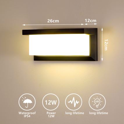 Brilagi - LED-ulkoseinävalaisin BRICKY LED/12W/230V musta IP54