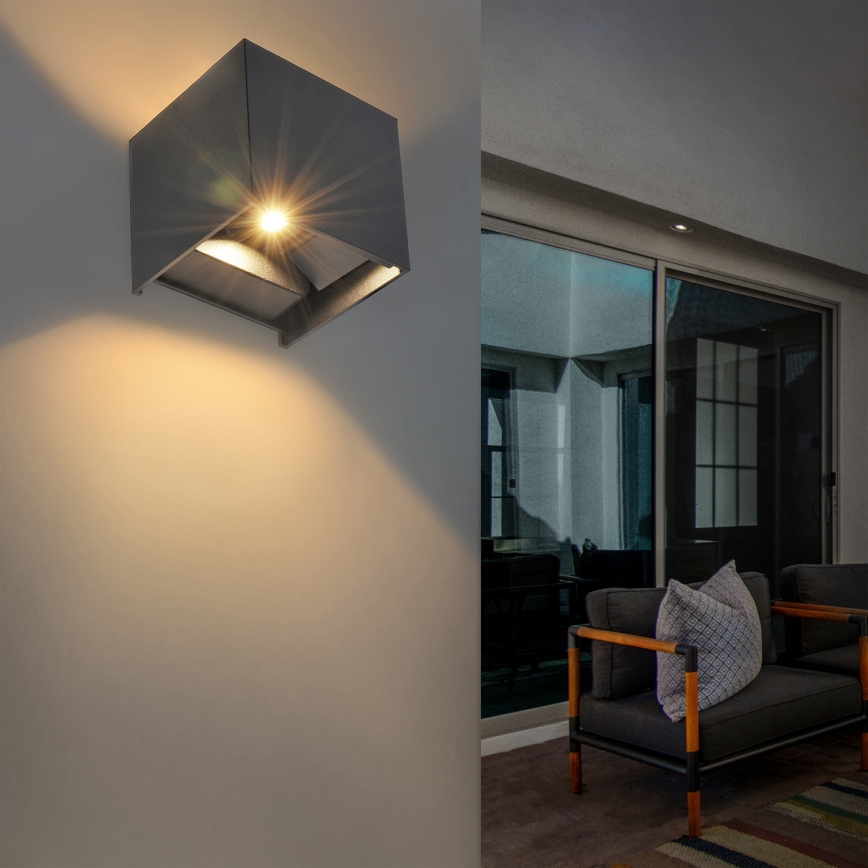 Brilagi - LED-ulkoseinävalaisin CUBE LED/6W/230V antrasiitti IP54