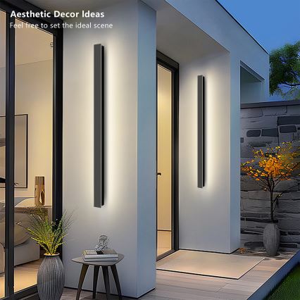 Brilagi - LINEAR LED ulkoseinävalaisin 22 W/230 V, 3000 K, IP65, 100 cm, musta, CRI 90