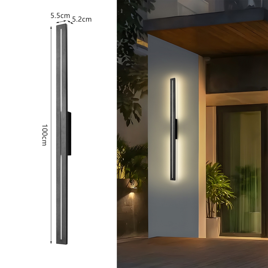 Brilagi - LED-ulkoseinävalaisin LINEO LED/24W/230V 4000K IP65 100 cm musta CRI 90