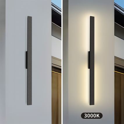 Brilagi - LED ulkoseinävalaisin LUNA LED/24W/230V 3000K IP65 100 cm musta CRI 90