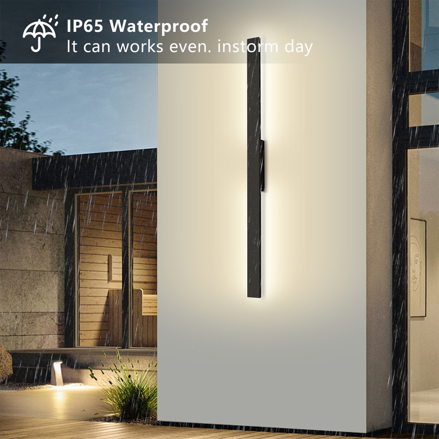 Brilagi - LED ulkoseinävalaisin LUNA LED/24W/230V 3000K IP65 100 cm musta CRI 90