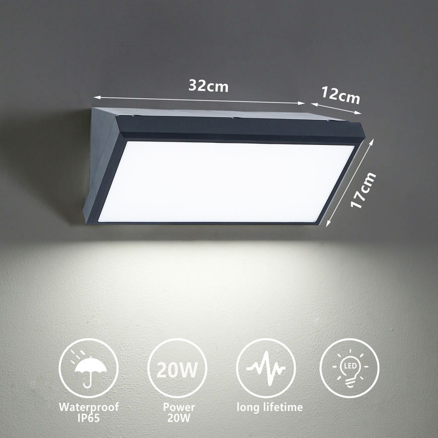 Brilagi - LED-ulkoseinävalaisin TRIANGLE LED/20W/230V antrasiitti IP65
