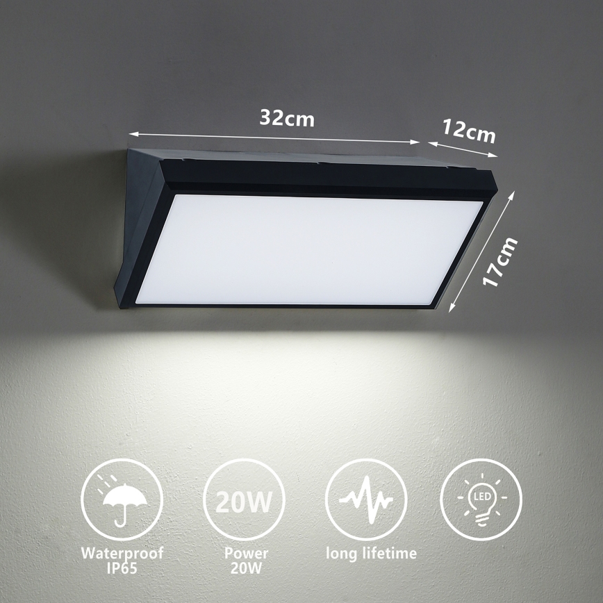 Brilagi - LED-ulkoseinävalaisin TRIANGLE LED/20W/230V 3000/4000/6500K musta IP65
