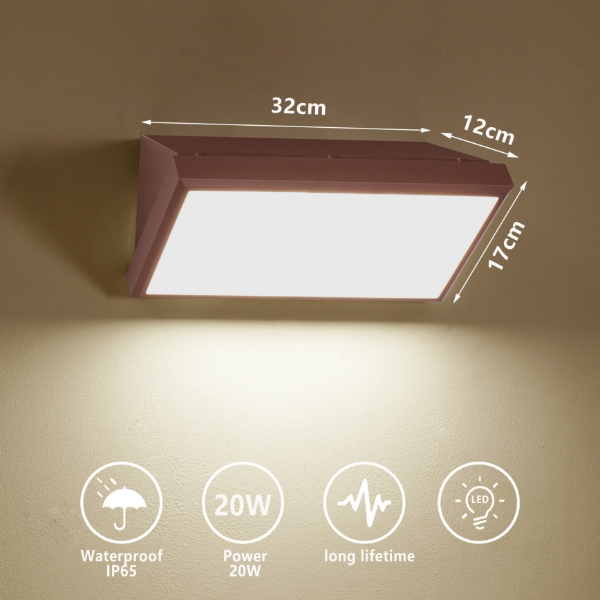 Brilagi - LED ulkoseinävalaisin TRIANGLE LED/20W/230V 3000/4000/6500K ruskea IP65