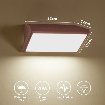 Brilagi - LED-ulkoseinävalaisin TRIANGLE LED/20W/230V, ruskea, IP65