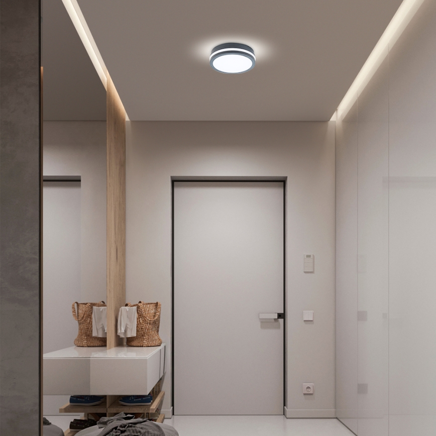 Brilagi - LED-ulkovalaisin anturilla BENE LED/18W/230V halkaisija 22 cm antrasiitti IP54
