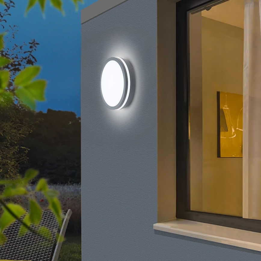 Brilagi - LED-ulkovalaisin anturilla BENE LED/24W/230V halkaisija 26 cm antrasiitti IP54