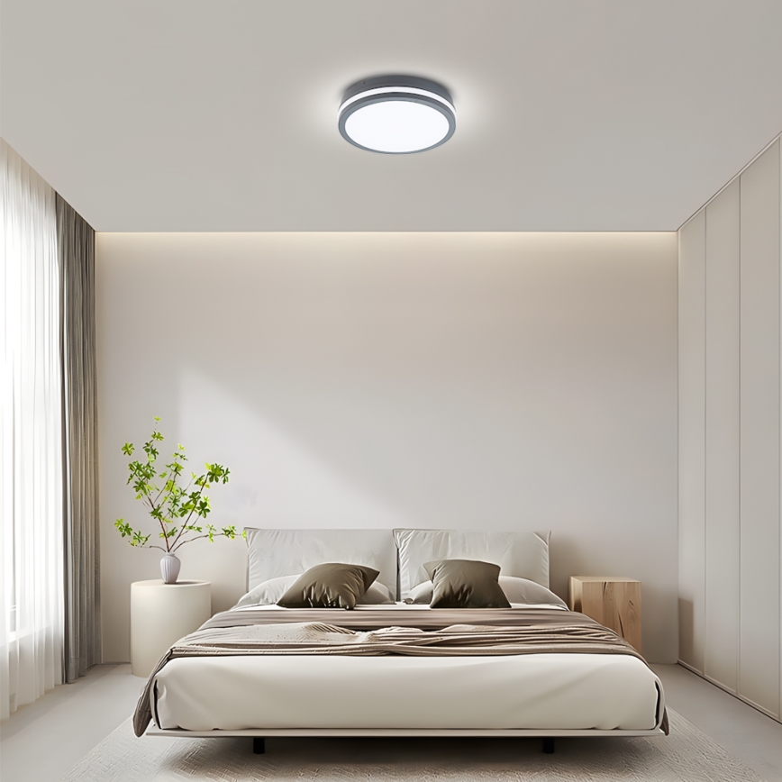 Brilagi - LED-ulkovalaisin anturilla BENE LED/24W/230V halkaisija 26 cm antrasiitti IP54