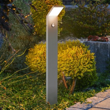 Brilagi - LED-ulkovalaisin anturilla RIANO LED/8W/230V hopeanvärinen IP65