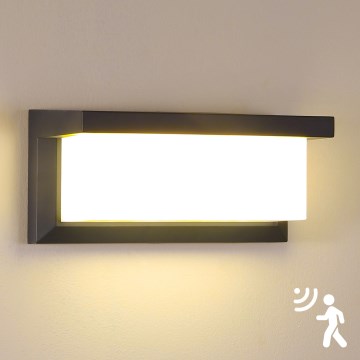 Brilagi - LED Ulkovalo anturilla BRICKY LED/12W/230V antrasiitti IP54