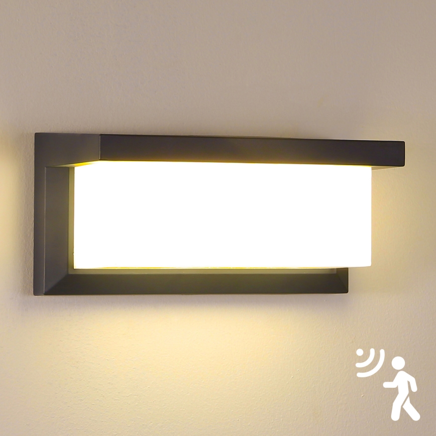 Brilagi - LED Ulkovalo anturilla BRICKY LED/12W/230V antrasiitti IP54