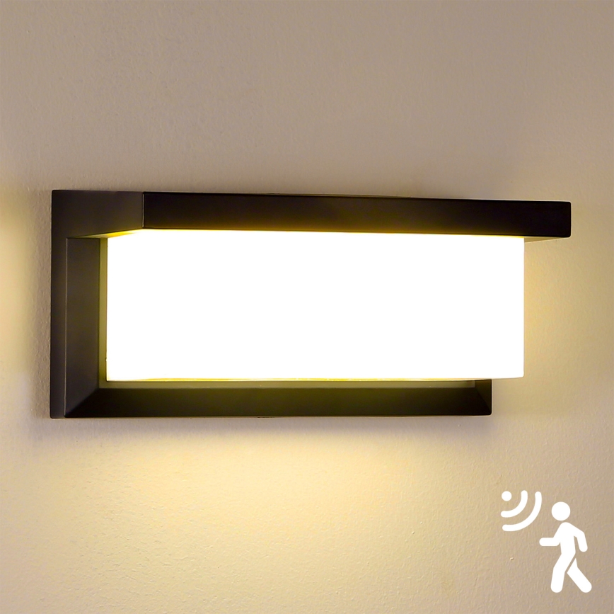 Brilagi - LED Ulkovalo anturilla BRICKY LED/12W/230V musta IP54