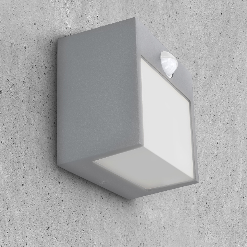 Brilagi - LED Ulkovalo anturilla TERNI LED/12W/230V harmaa IP44