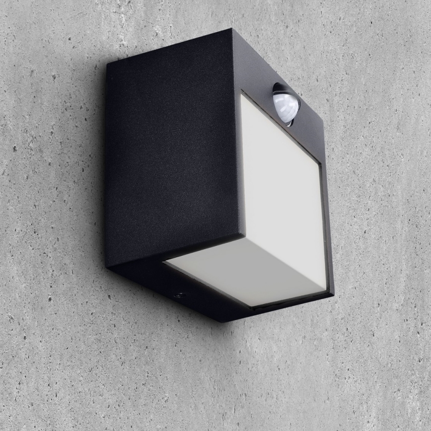 Brilagi - LED Ulkovalo anturilla TERNI LED/12W/230V musta IP44