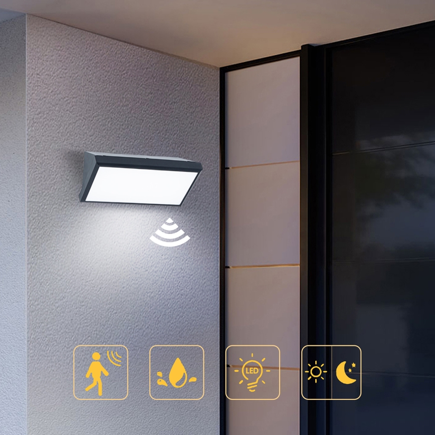 Brilagi - LED Ulkovalo anturilla TRIANGLE LED/20W/230V antrasiitti IP65