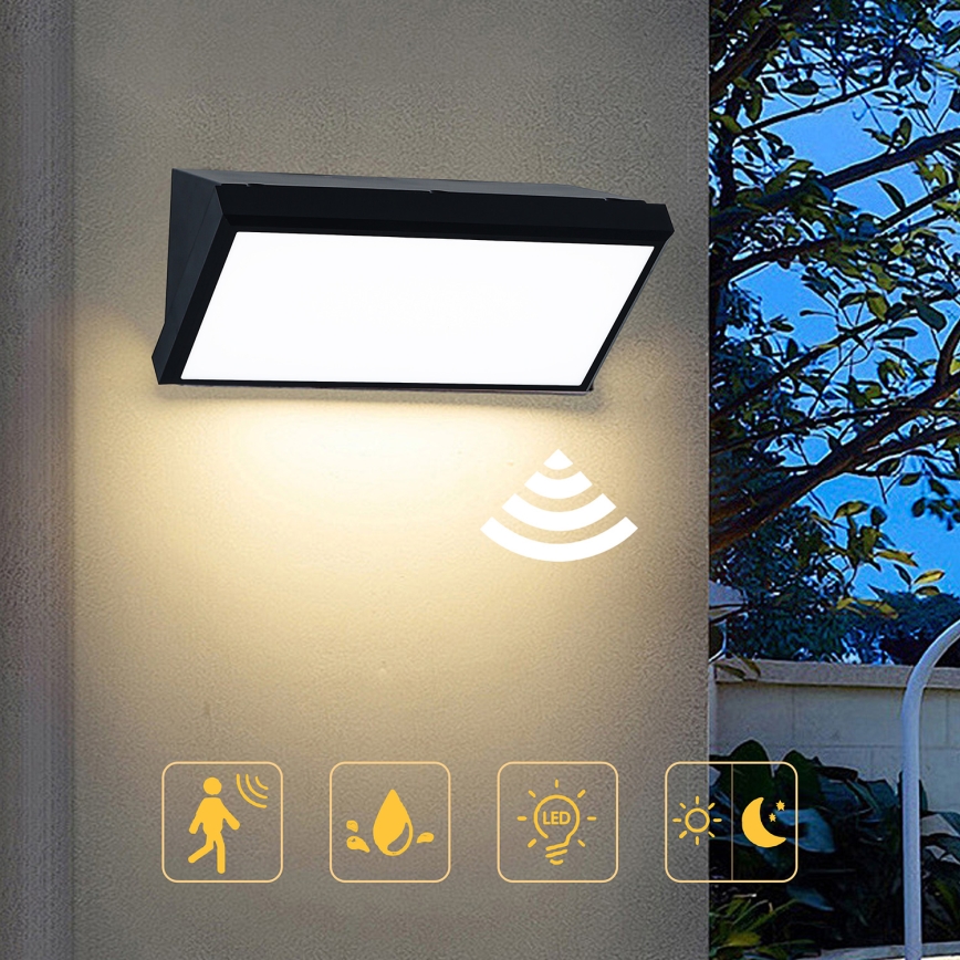 Brilagi - LED Ulkovalo anturilla TRIANGLE LED/20W/230V musta IP65