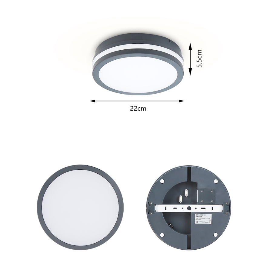 Brilagi - LED-ulkovalo BENE LED/18W/230V halkaisija 22 cm antrasiitti IP54