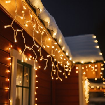 Brilagi - LED-ulkovaloverho, 360 LED, 8 toimintoa, 14 m, IP44, lämmin valkoinen, jääpuikkovalot
