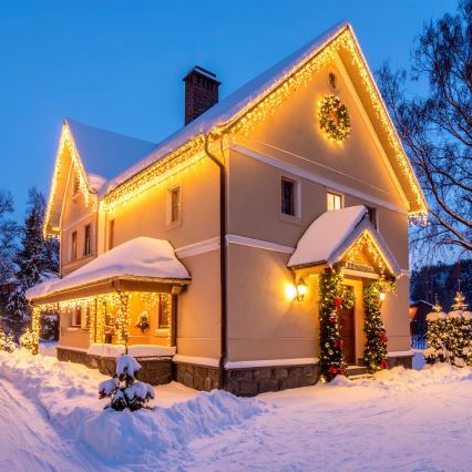 Brilagi - LED-ulkovaloverho, 360 LED, 8 toimintoa, 14 m, IP44, lämmin valkoinen, jääpuikkovalot
