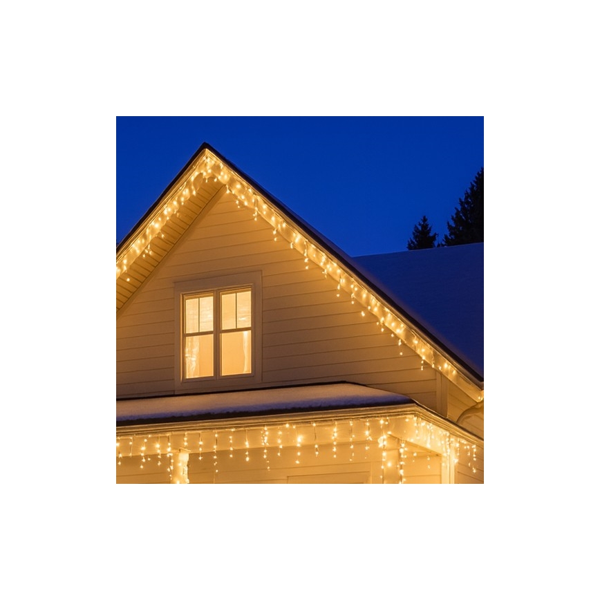 Brilagi - LED-ulkovaloverho, 360 LED, 8 toimintoa, 14 m, IP44, lämmin valkoinen, jääpuikkovalot