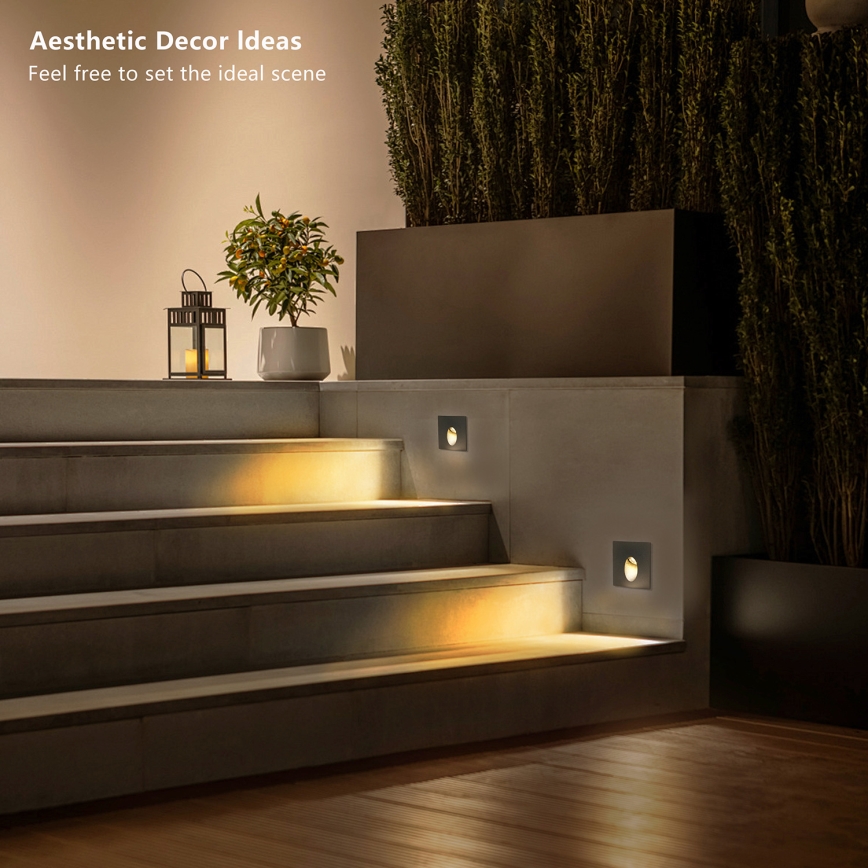 Brilagi - LED upotettava ulkovalaisin STAIRDOT LED/2W/230V, musta, IP65, kulmikas