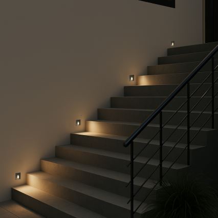 Brilagi - LED upotettava ulkovalaisin STAIRDOT LED/2W/230V, musta, IP65, kulmikas