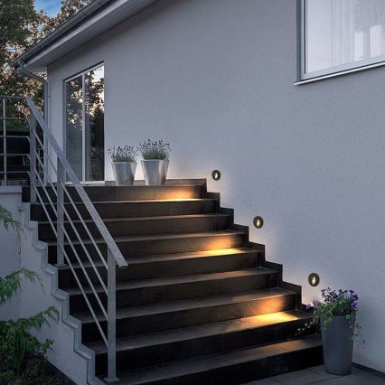 Brilagi - LED upotettava ulkovalaisin STAIRDOT LED/2W/230V musta IP65 pyöreä