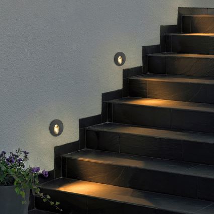 Brilagi - LED upotettava ulkovalaisin STAIRDOT LED/2W/230V musta IP65 pyöreä
