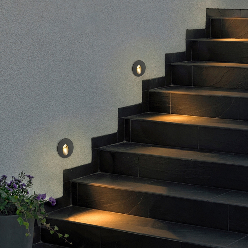 Brilagi - LED upotettava ulkovalaisin STAIRDOT LED/2W/230V musta IP65 pyöreä