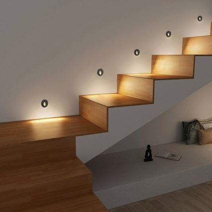 Brilagi - LED upotettava ulkovalaisin STAIRDOT LED/2W/230V musta IP65 pyöreä
