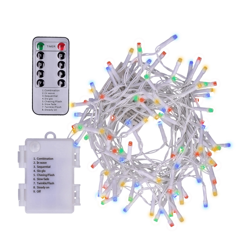 Brilagi - LED Valoketju ulkokäyttöön 120xLED/8 funktiota/3xAA 9,5m IP44 monivärinen + kaukosäädin