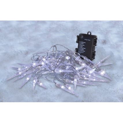 Brilagi - LED Valoketju ulkokäyttöön 50xLED/8 toimintoa/3xAA 8m IP44 kylmä valkoinen