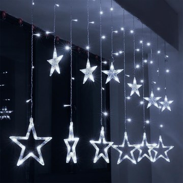 Brilagi - LED Valoverho ulkokäyttöön 77xLED/3xAA/USB 1,8m IP44 kylmä valkoinen