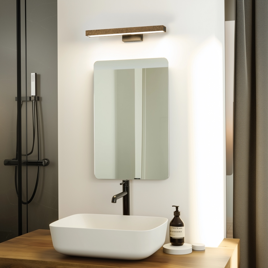 Brilagi - LED-peilivalaisin kylpyhuoneeseen WOODY MIRROR LED/8W/230V 40 cm IP44 tammi-pähkinä/musta