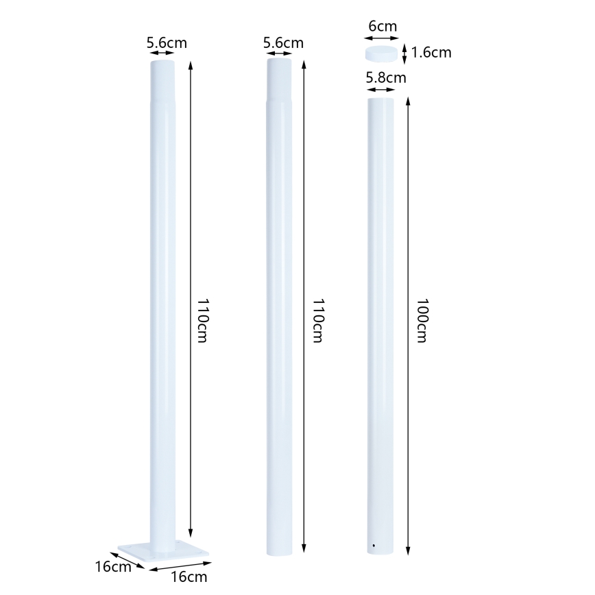 Brilagi - Metallipylväs ulkovalaisinpylväälle URBAN 3 m pylvään halkaisija 58 mm valkoinen
