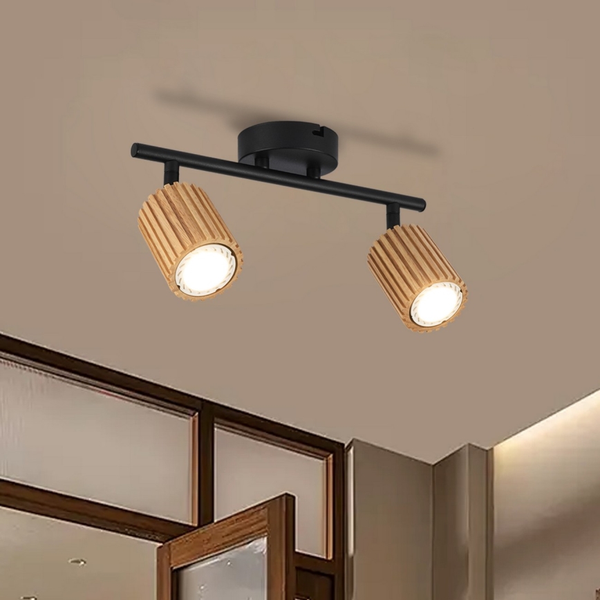 Brilagi - MODERN WOOD kohdevalaisin 2xGU10/8W/230V kumipuu/musta
