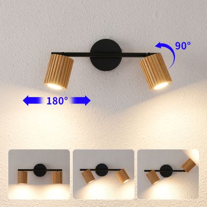 Brilagi - MODERN WOOD kohdevalaisin 2xGU10/8W/230V kumipuu/musta