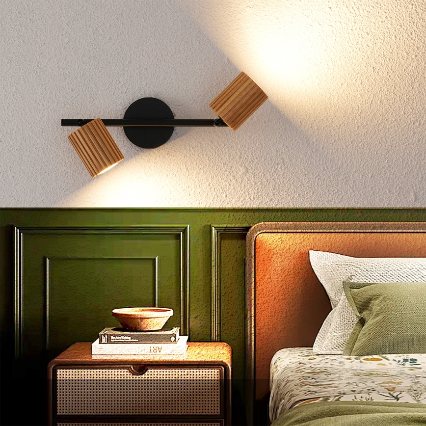 Brilagi - MODERN WOOD kohdevalaisin 2xGU10/8W/230V kumipuu/musta