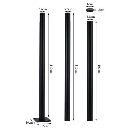 Brilagi - Metallipylväs ulkovalaisinpylväälle URBAN 3 m pylvään halkaisija 58 mm musta