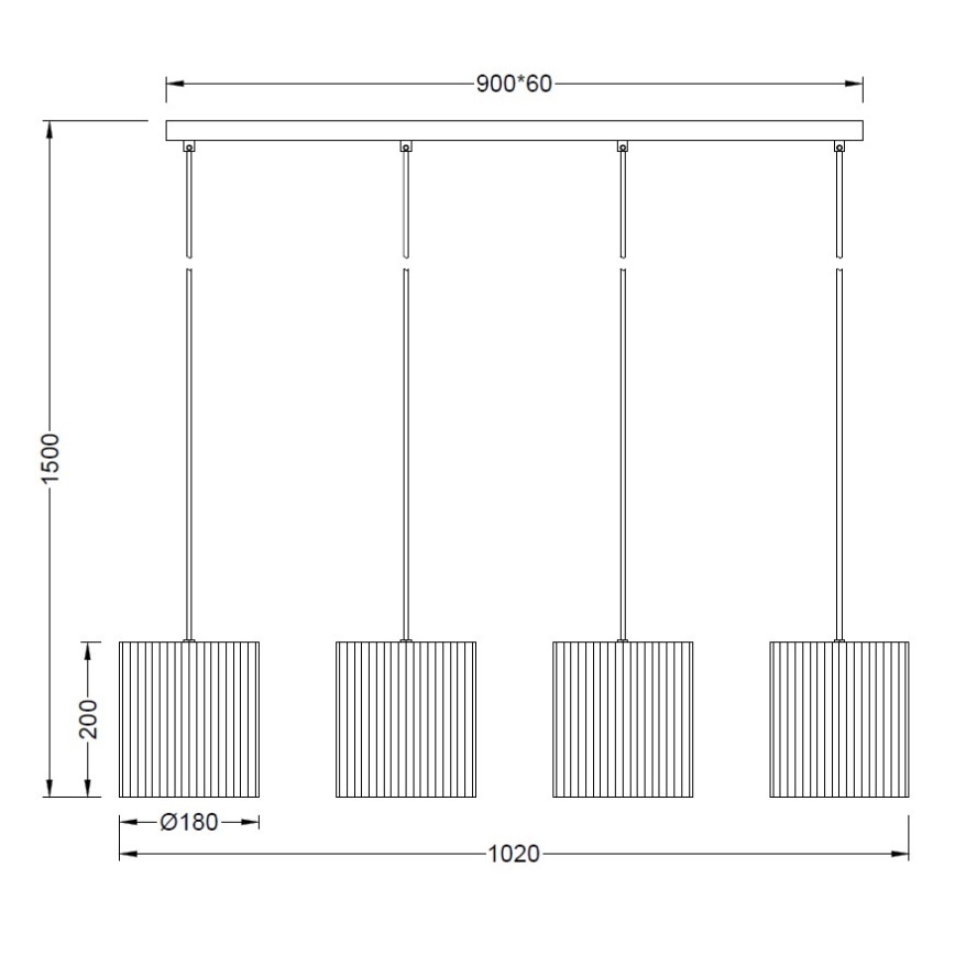 Brilagi - NORDIC WAVE riippuvalaisin vaijerilla 4xE27/15W/230V pellava/musta