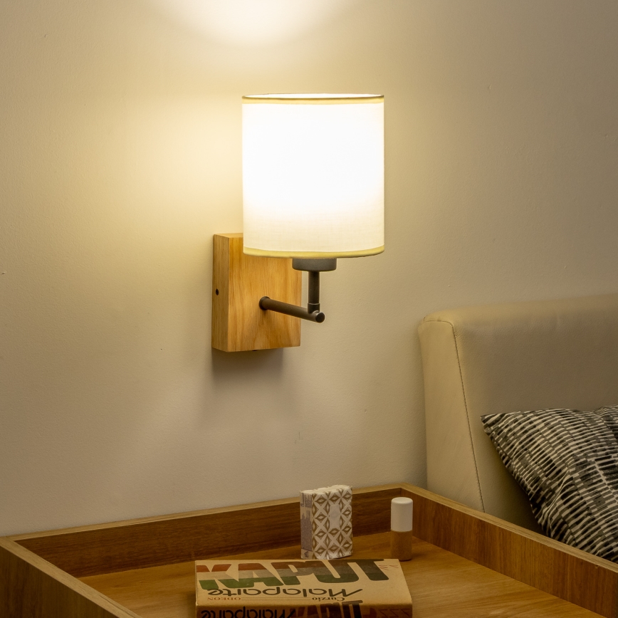 Brilagi - Seinävalaisin NUBILA WOOD 1xE27/25W/230V tammi/musta/kerma