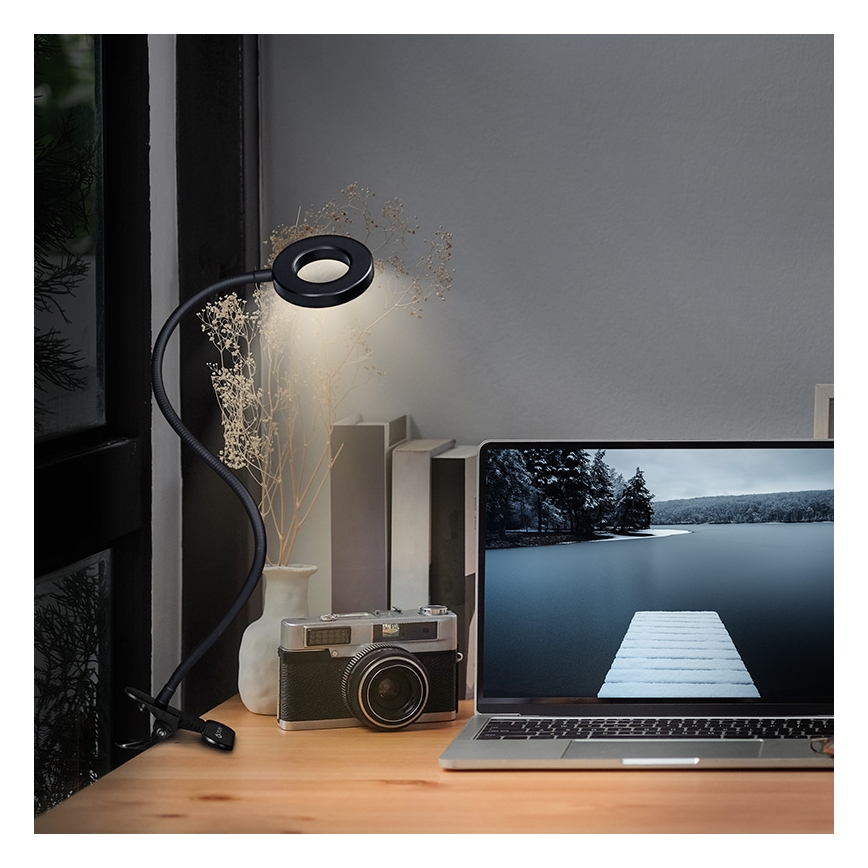 Brilagi - LED himmennettävä lamppu klipsillä ORBELA LED/8W/230V 3000/4000/5000K musta