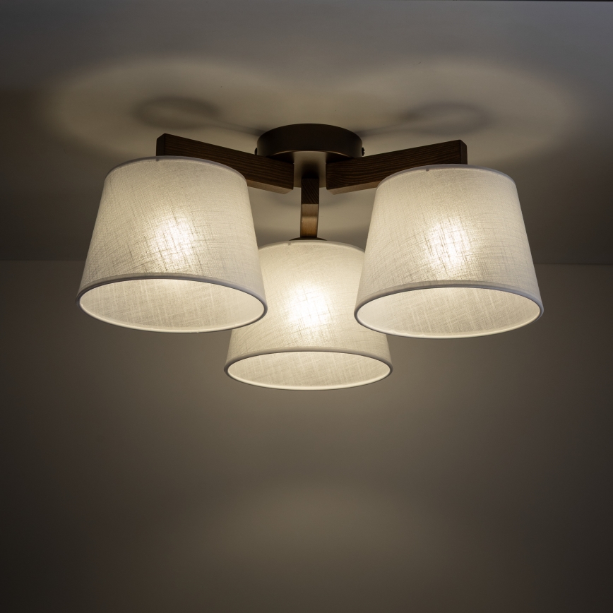 Brilagi - Pinnalle asennettava kattovalaisin LATTE 3xE27/60W/230V mänty/beige