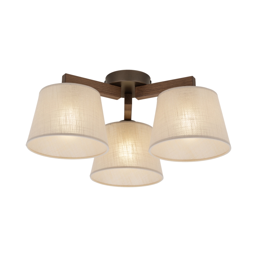 Brilagi - Pinnalle asennettava kattovalaisin LATTE 3xE27/60W/230V mänty/beige