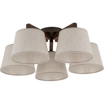 Brilagi - Pinnalle asennettava kattovalaisin LATTE 5xE27/60W/230V mänty/kerma